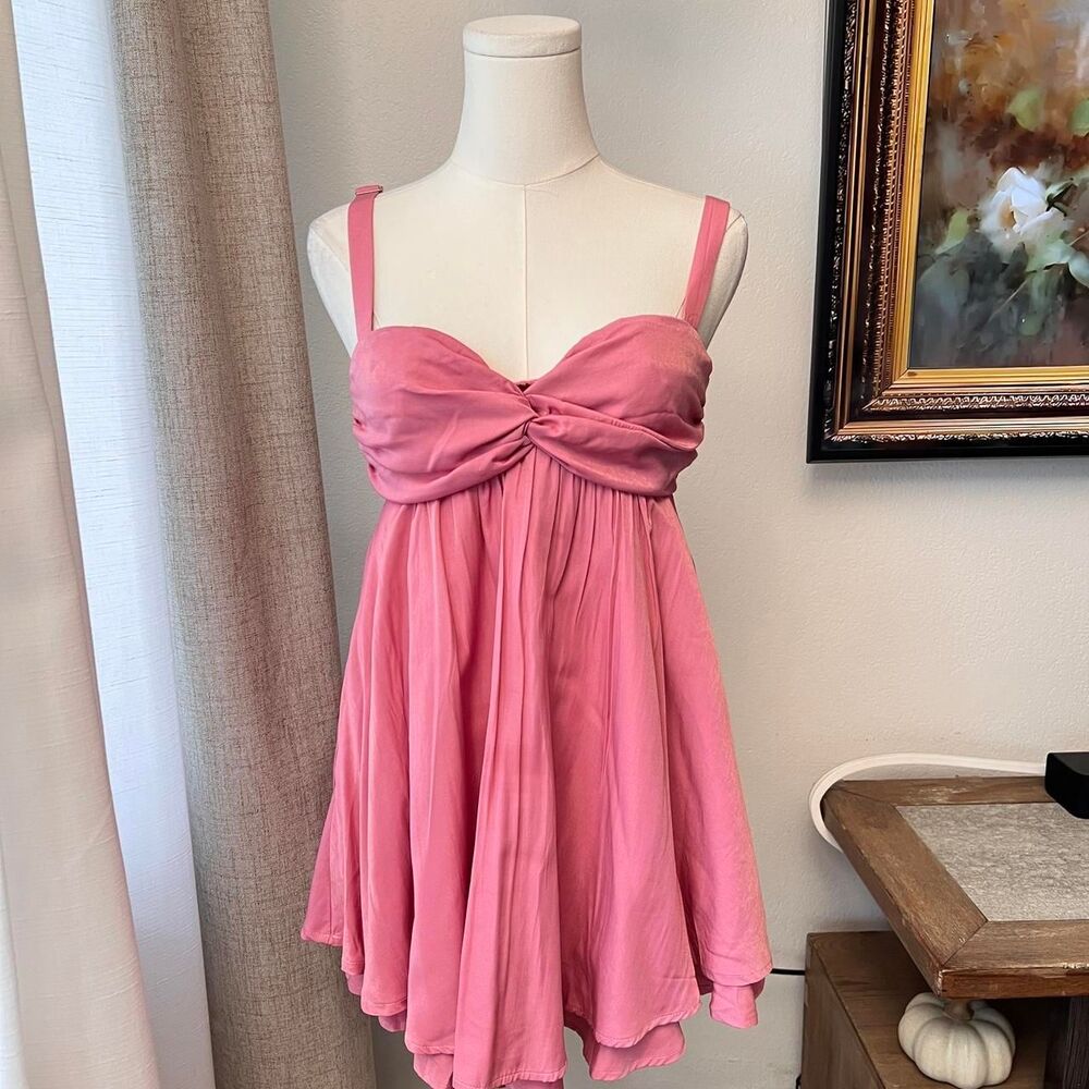 American Threads Pink Bow Back Mini Dress – Size Small